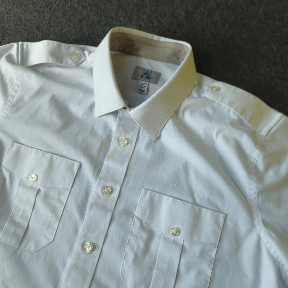 A Cut Above Uniforms Cirrus Pilot Shirt 17.5 XL White Tapered Short Sleeve NWOT‎
